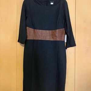 VENUS Dark Gray  Dress with Brown Accent